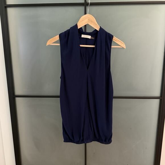 Ramy Brook Blouse Size XS Navy Blue Jilly Tank Top 100% Silk Old Money $275 - Picture 8 of 15